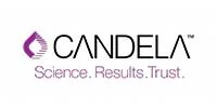 Candela logo with a purple geometric icon and the words Candela. Science. Results. Trust. in black and purple text on a white background, reflecting the brand’s expertise in laser parts and innovative technology.