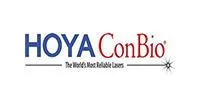HOYA ConBio logo with the tagline “The World’s Most Reliable Lasers,” featuring a small starburst graphic in the bottom right corner, highlights their commitment to quality laser parts.